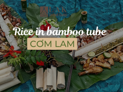 Meal with com lam rice in bamboo tube and roasted chicken